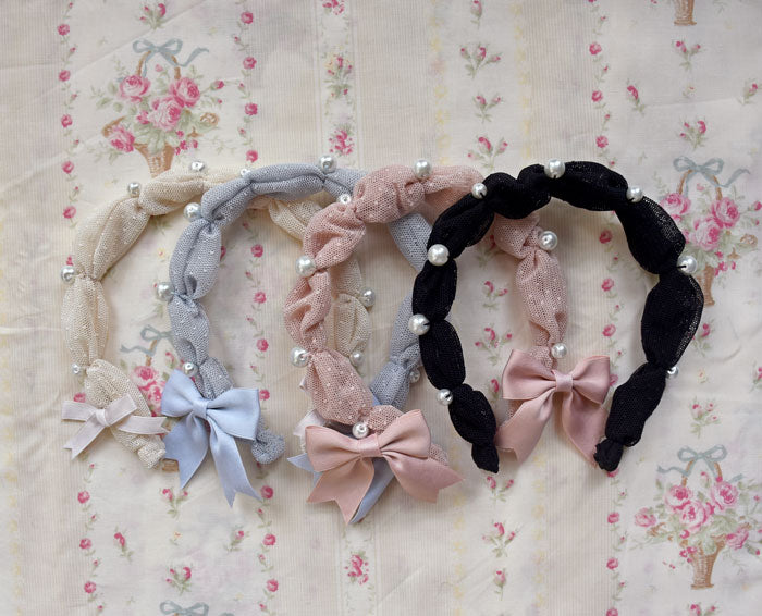 Tulle and Pearl Fluffy Headband