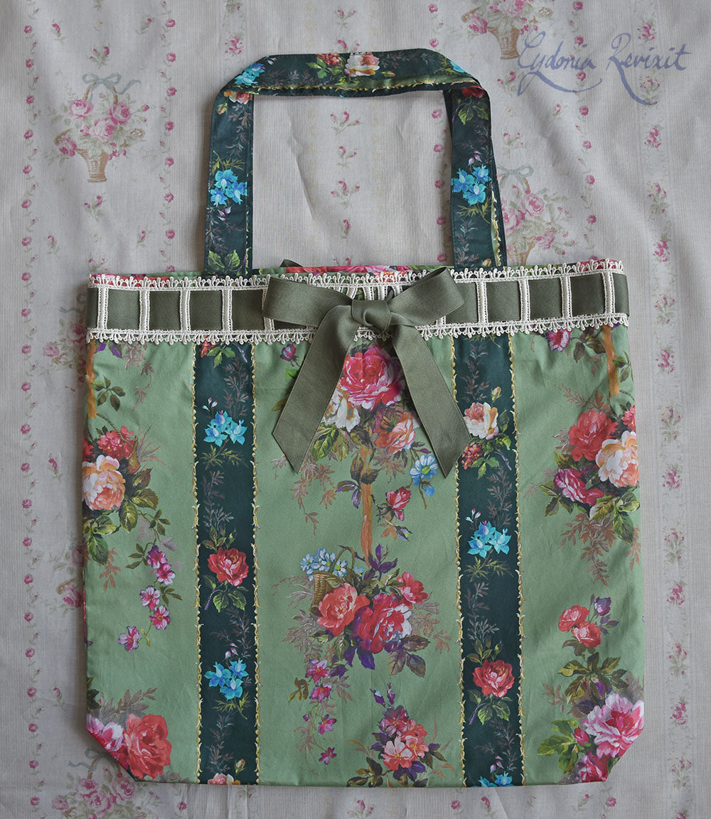 Laced-up Floral Print Tote Bag