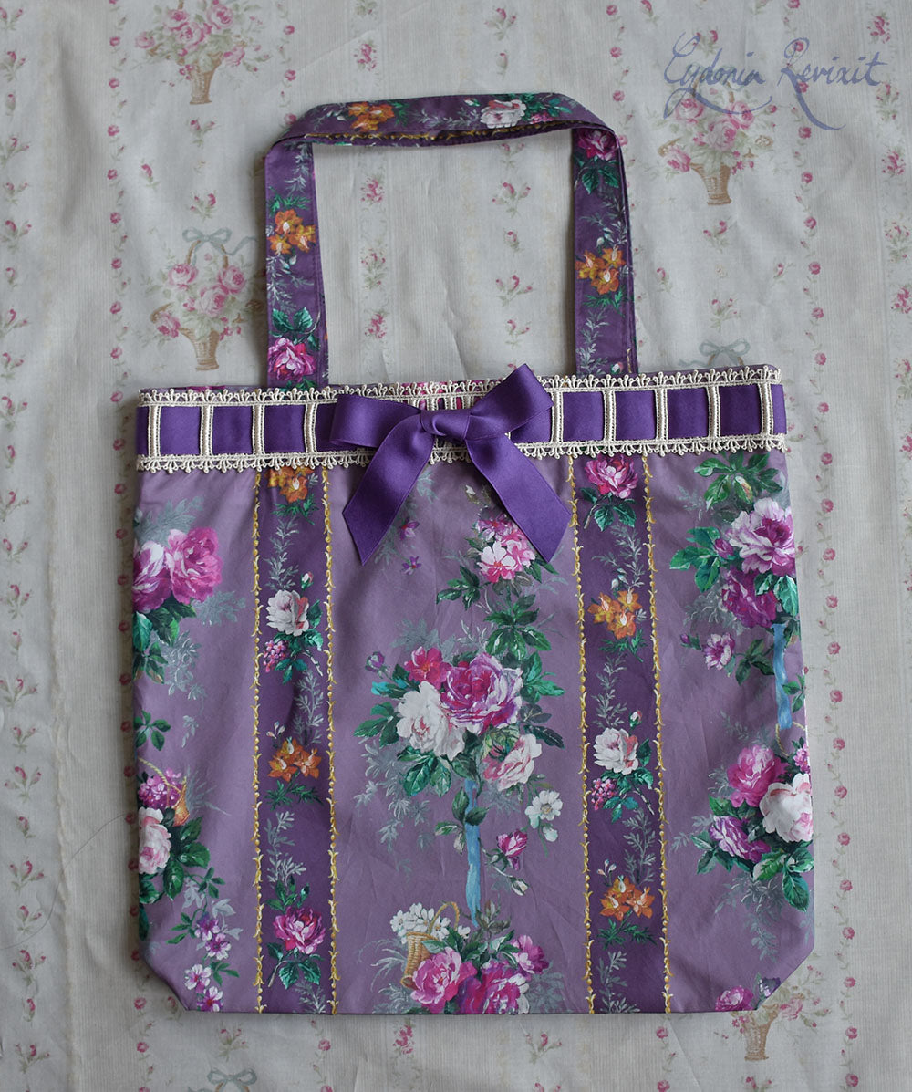 Laced-up Floral Print Tote Bag