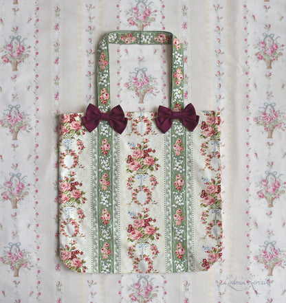 [Nostalgia Series] Plain Floral Print Tote Bag