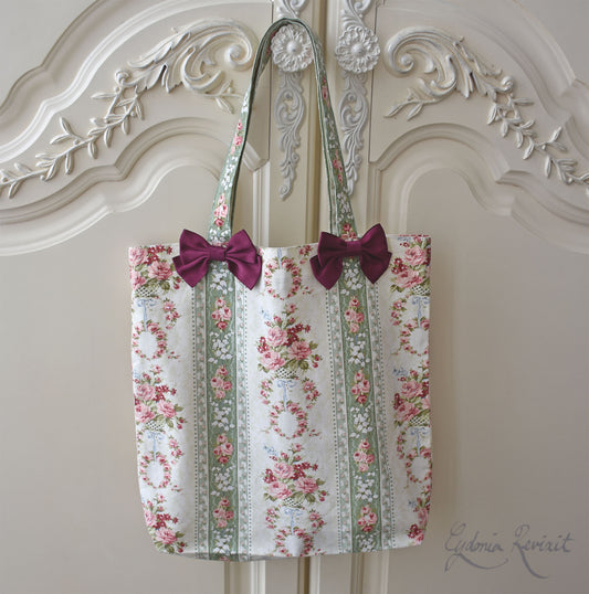 [Nostalgia Series] Plain Floral Print Tote Bag