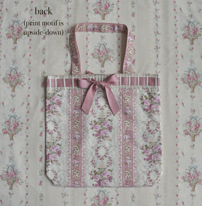 [Nostalgia Series] Laced-up Floral Print Tote Bag: Muguet & Rose