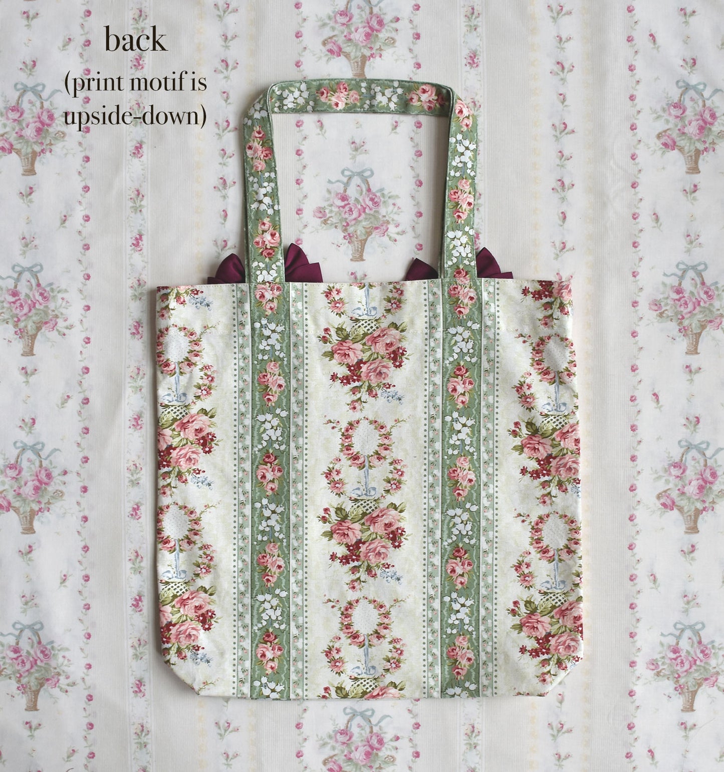 [Nostalgia Series] Plain Floral Print Tote Bag