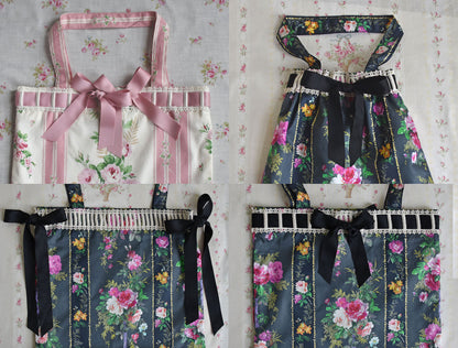 [Nostalgia Series] Laced-up Floral Print Tote Bag: Rose Vine