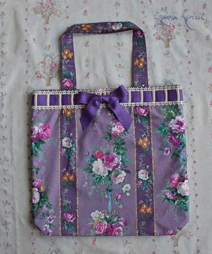 Laced-up Floral Print Tote Bag